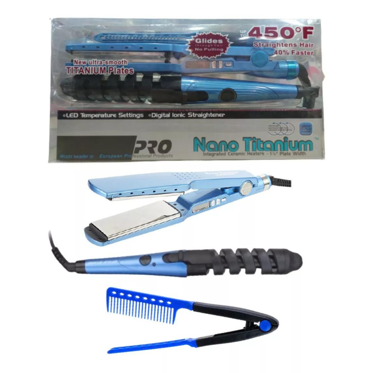 Kit de Belleza Plancha-Rizadora-Peine